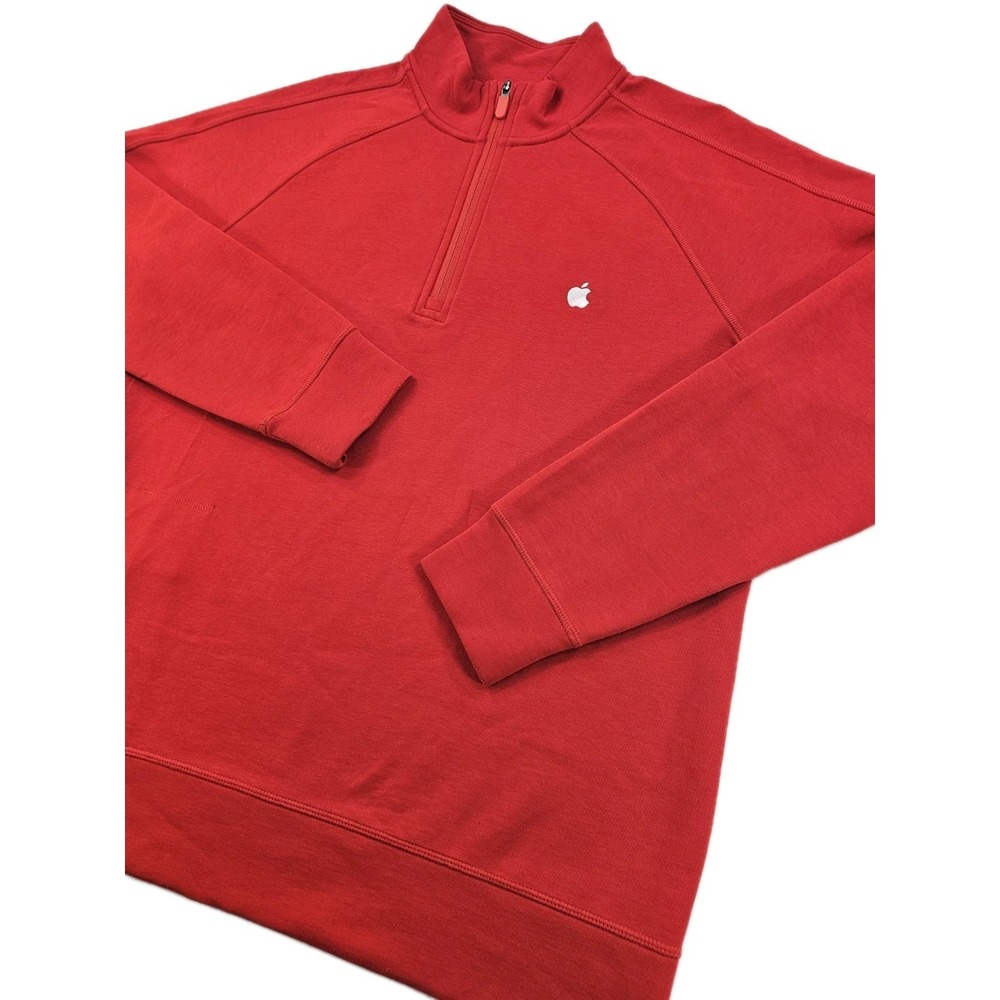 Apple 1/4 Zip Side Zip Pocket Large Red Employee Embroider Logo Work Sweatshirt